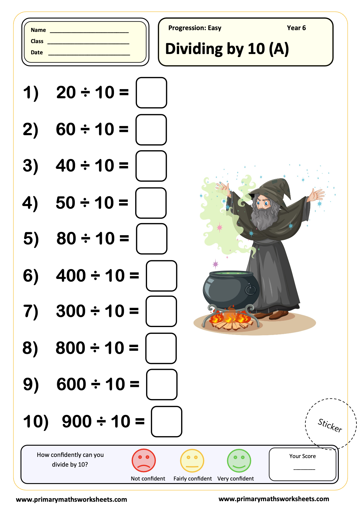 Year 6 Division Worksheets