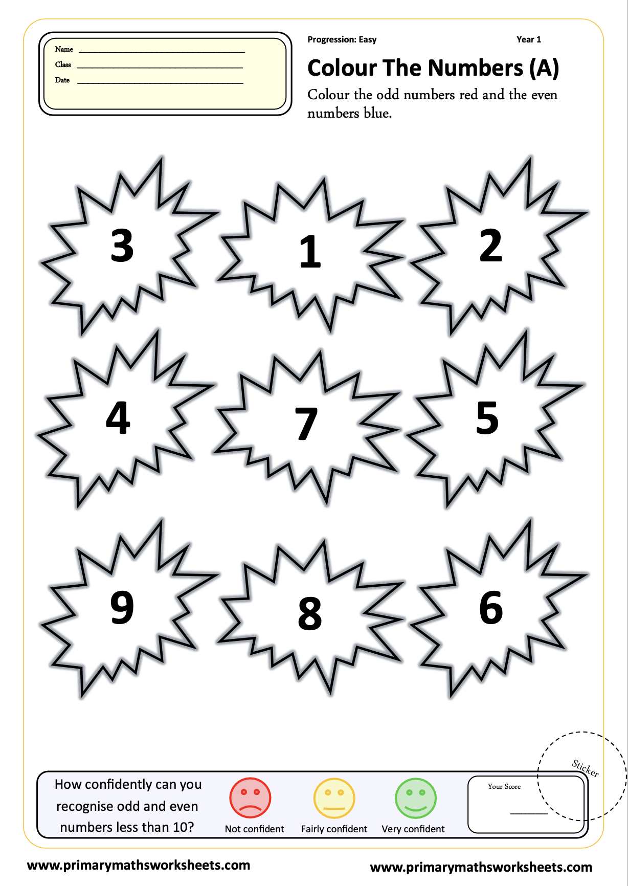 Year 1 Odd and Even Worksheets