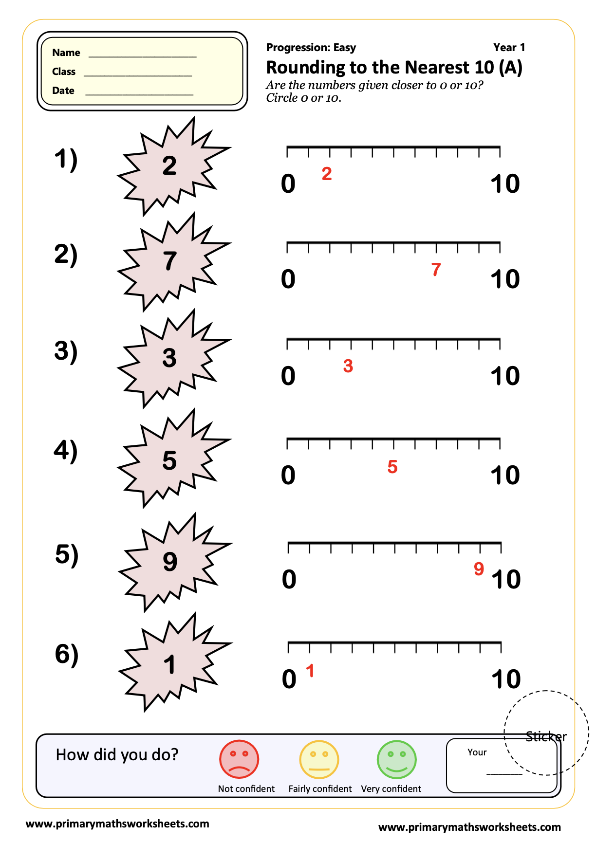 Year 1 Rounding Worksheets