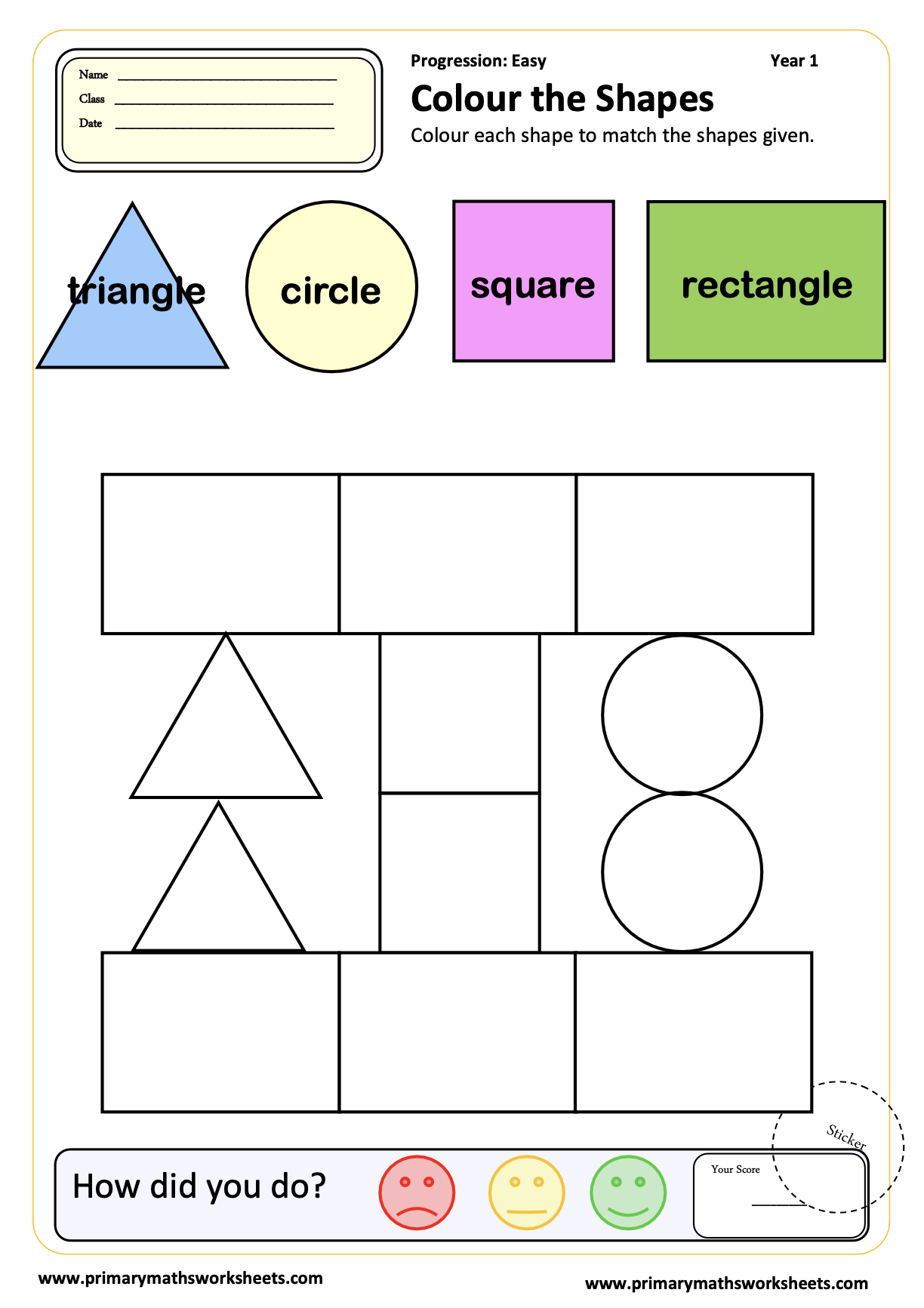Year 1 Shape Worksheets