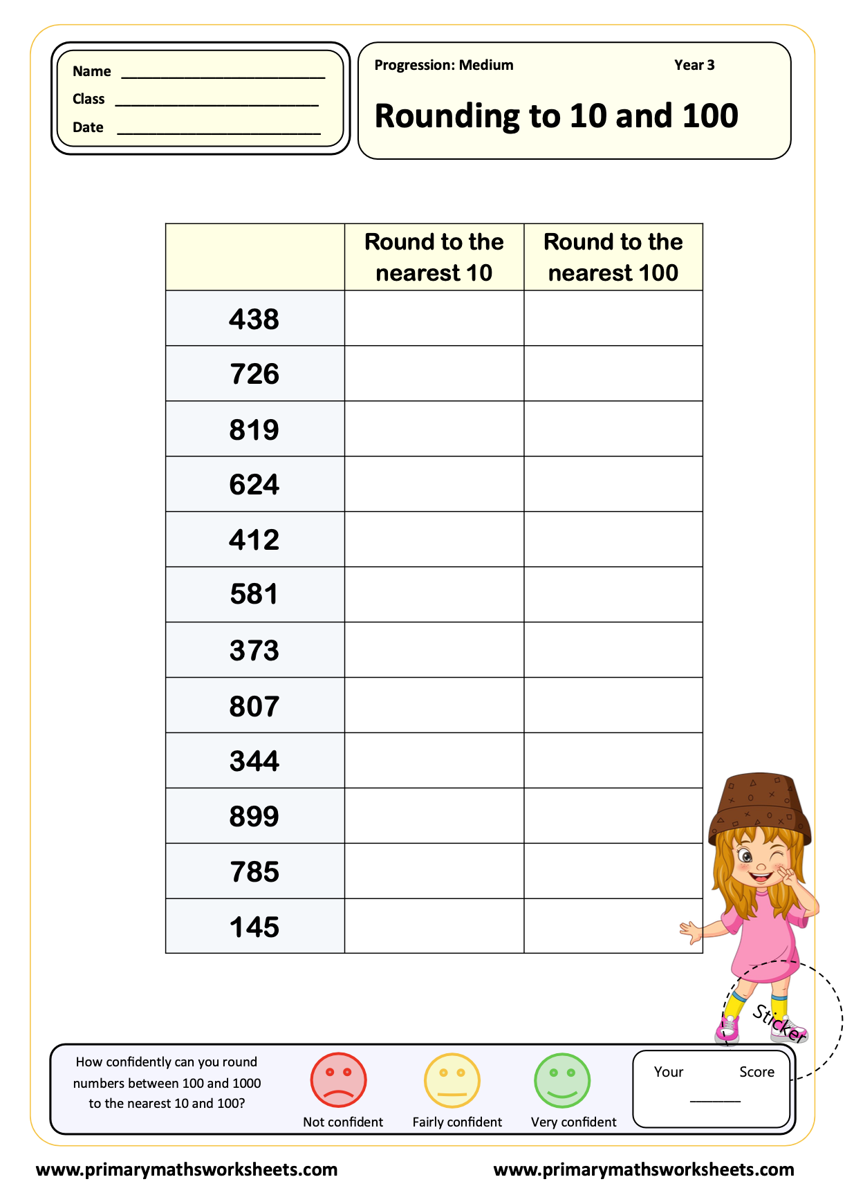 Year 3 Rounding Numbers Worksheets