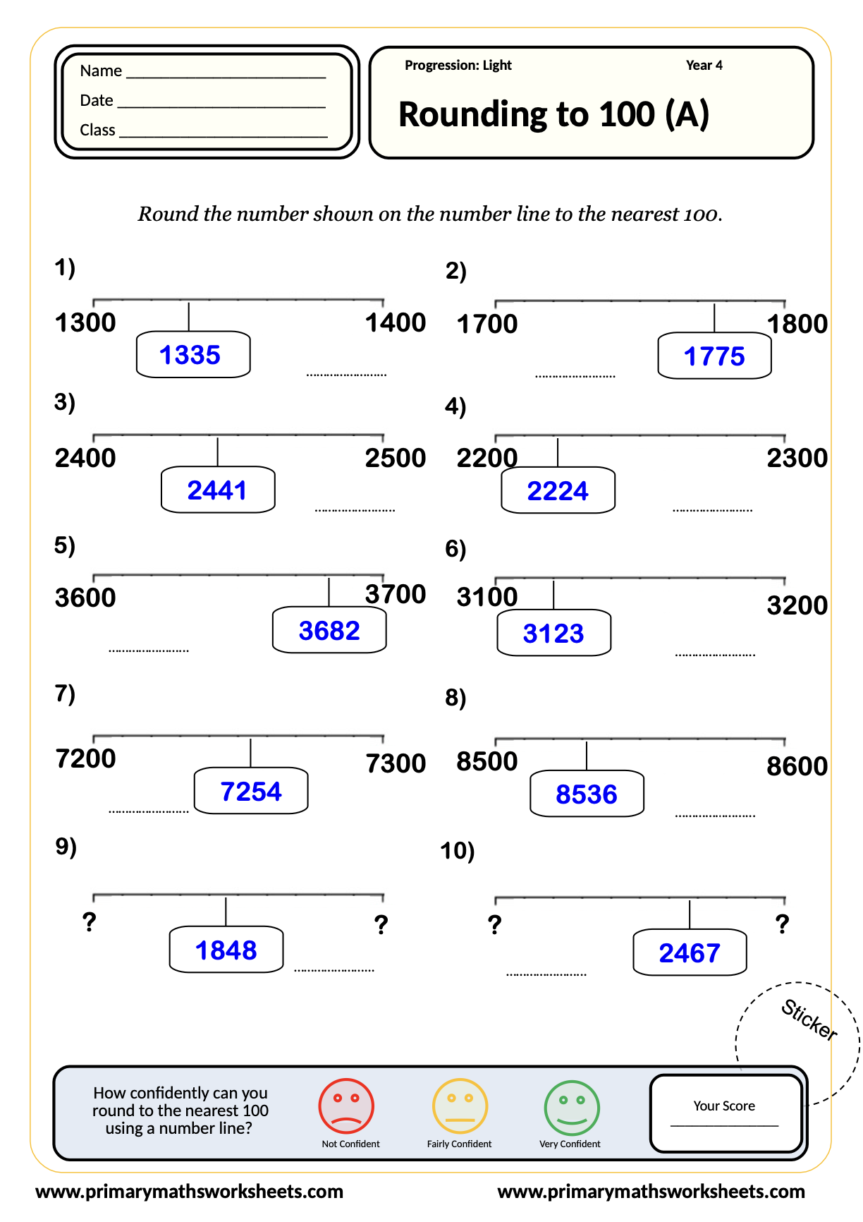 Year 4 Rounding Worksheets