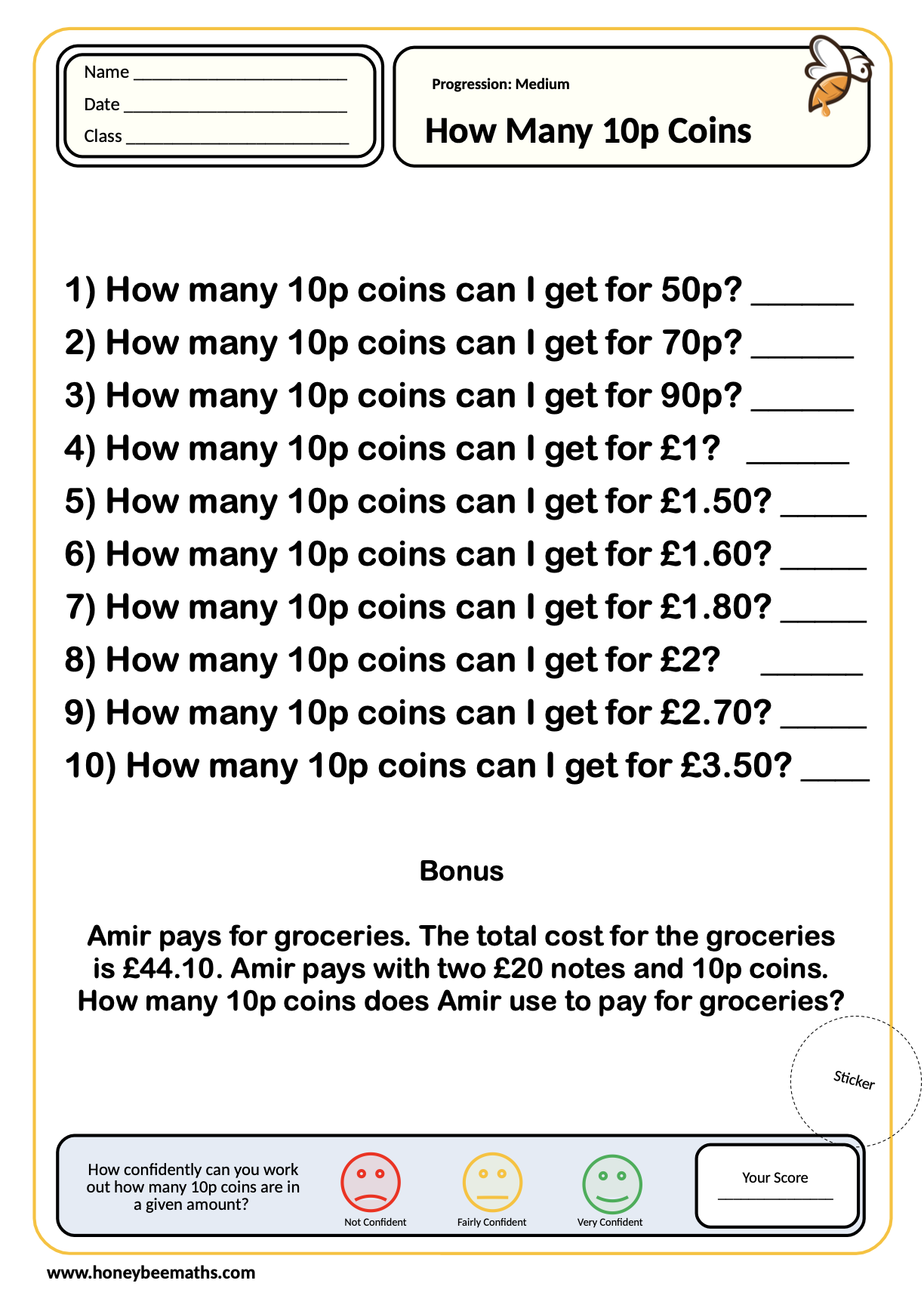 Year 3 Money Worksheets