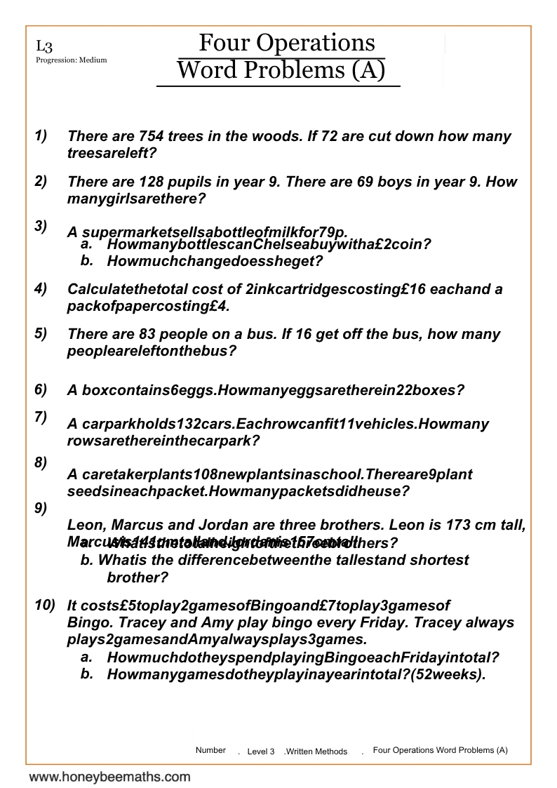 Year 7 Arithmetic Worksheets
