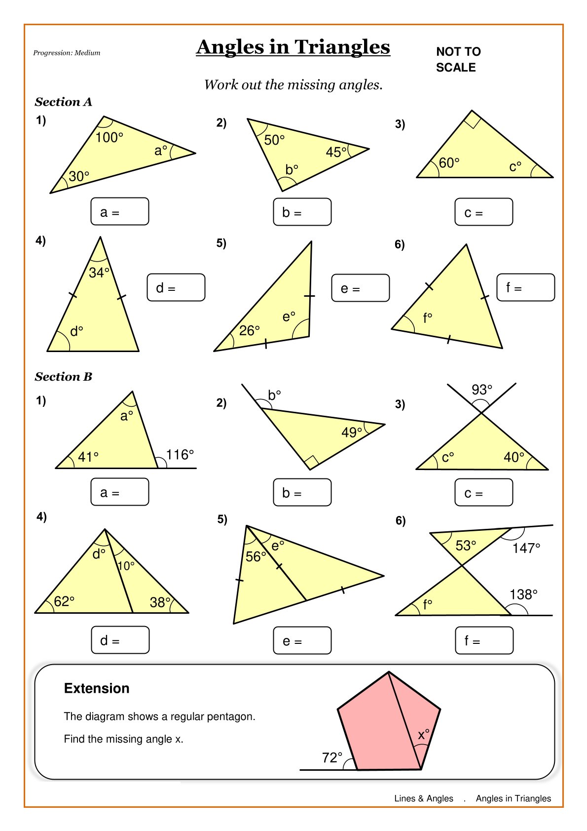 Year 8 Angles Worksheets