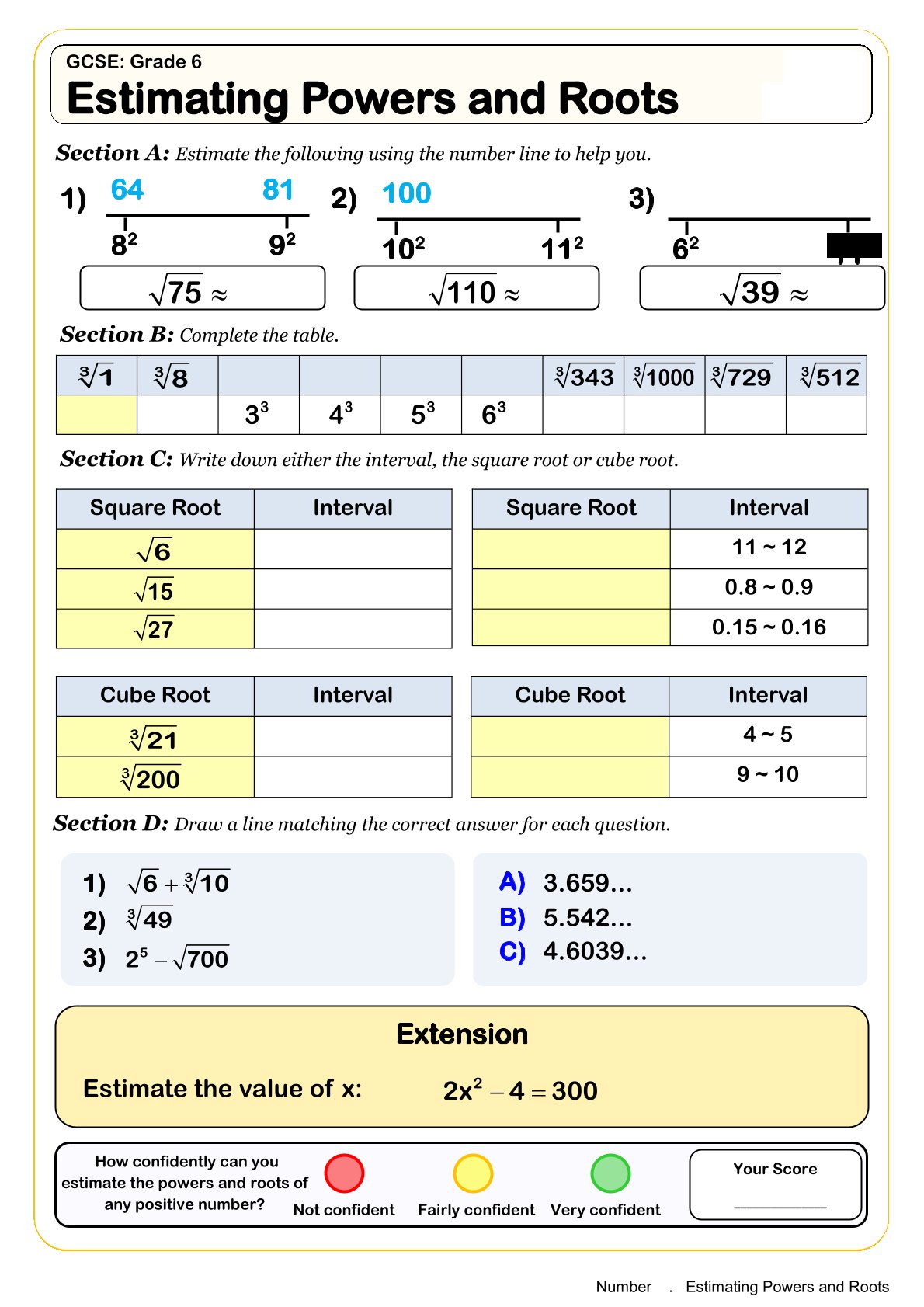 Year 8 Powers Worksheets