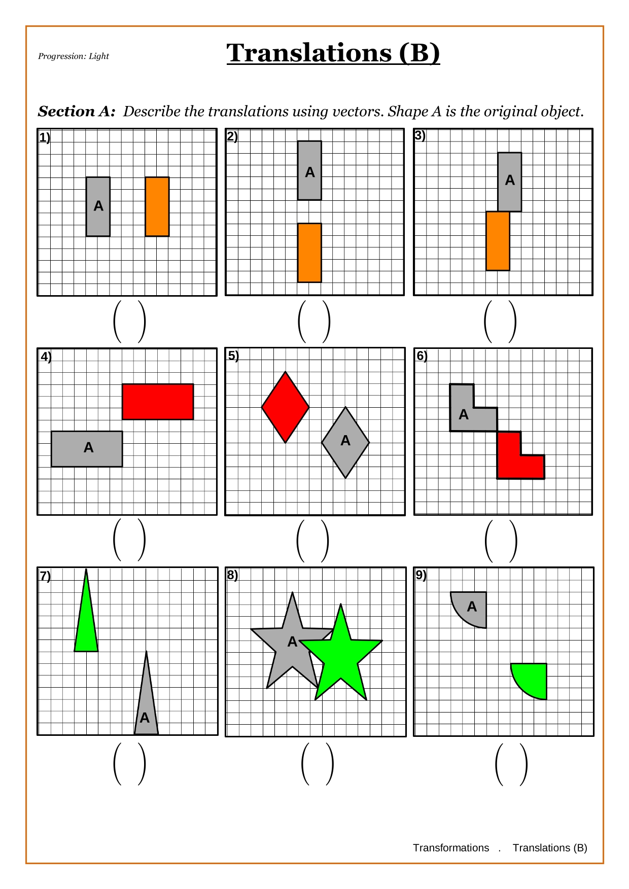 Year 8 Transformations Worksheets