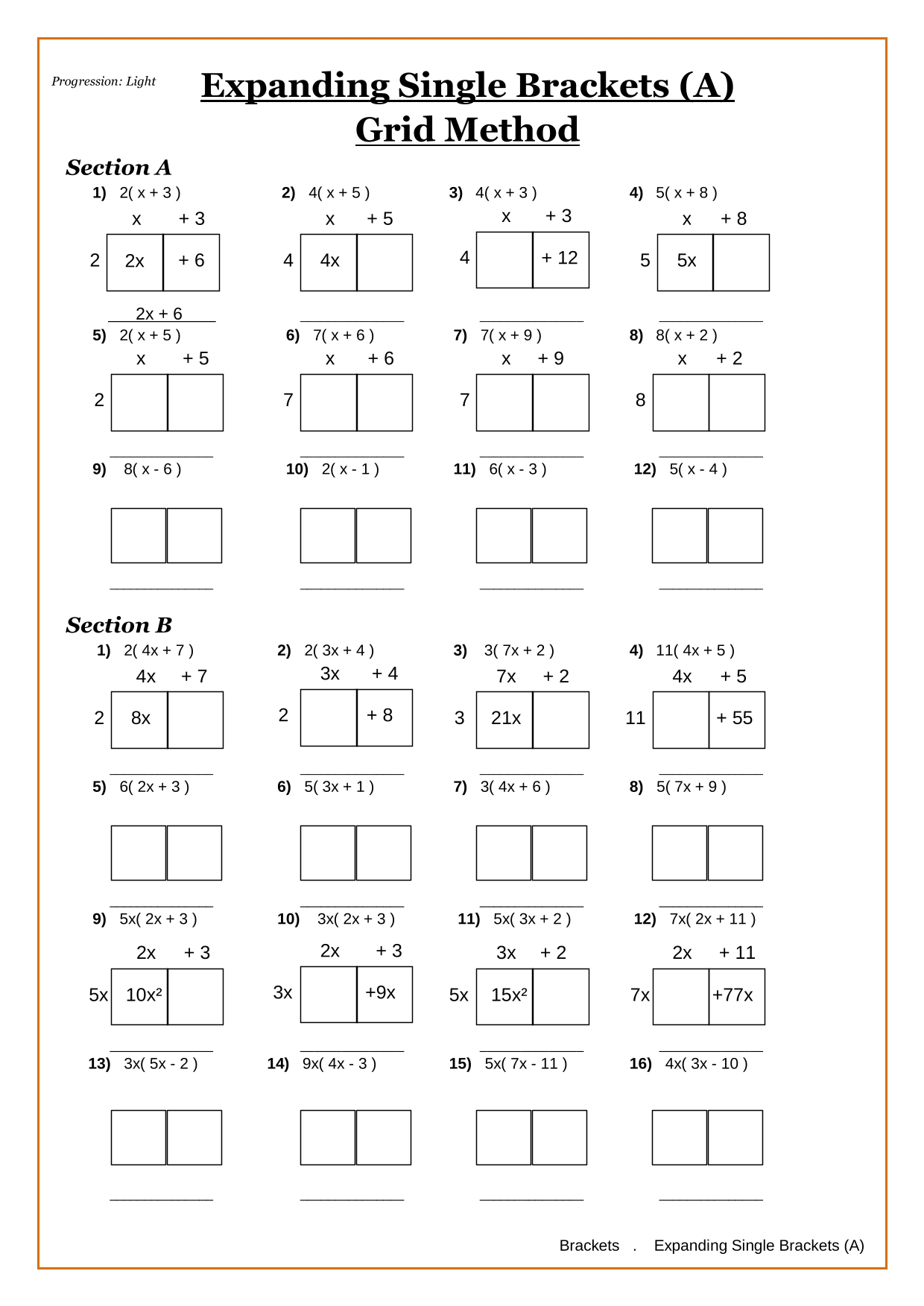 Year 9 Algebra Worksheets