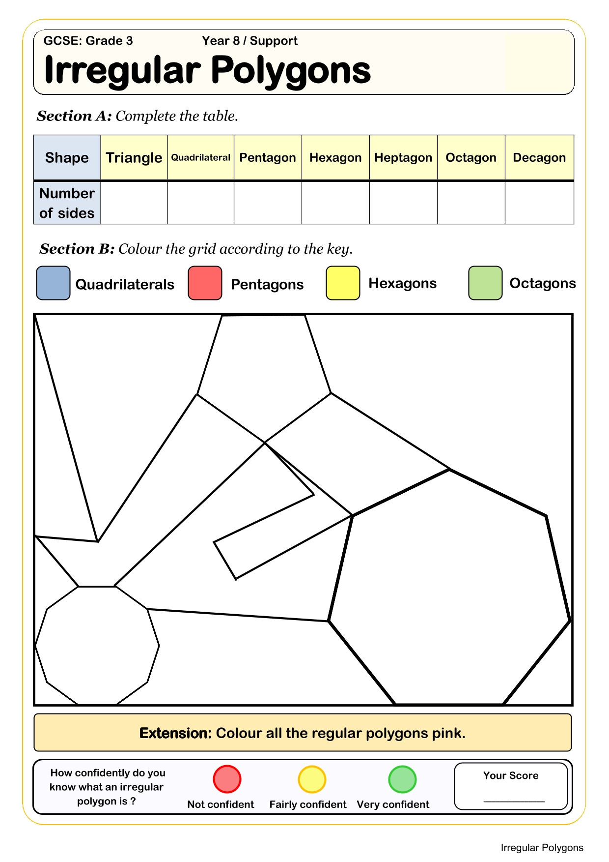 Year 8 Polygons Worksheets