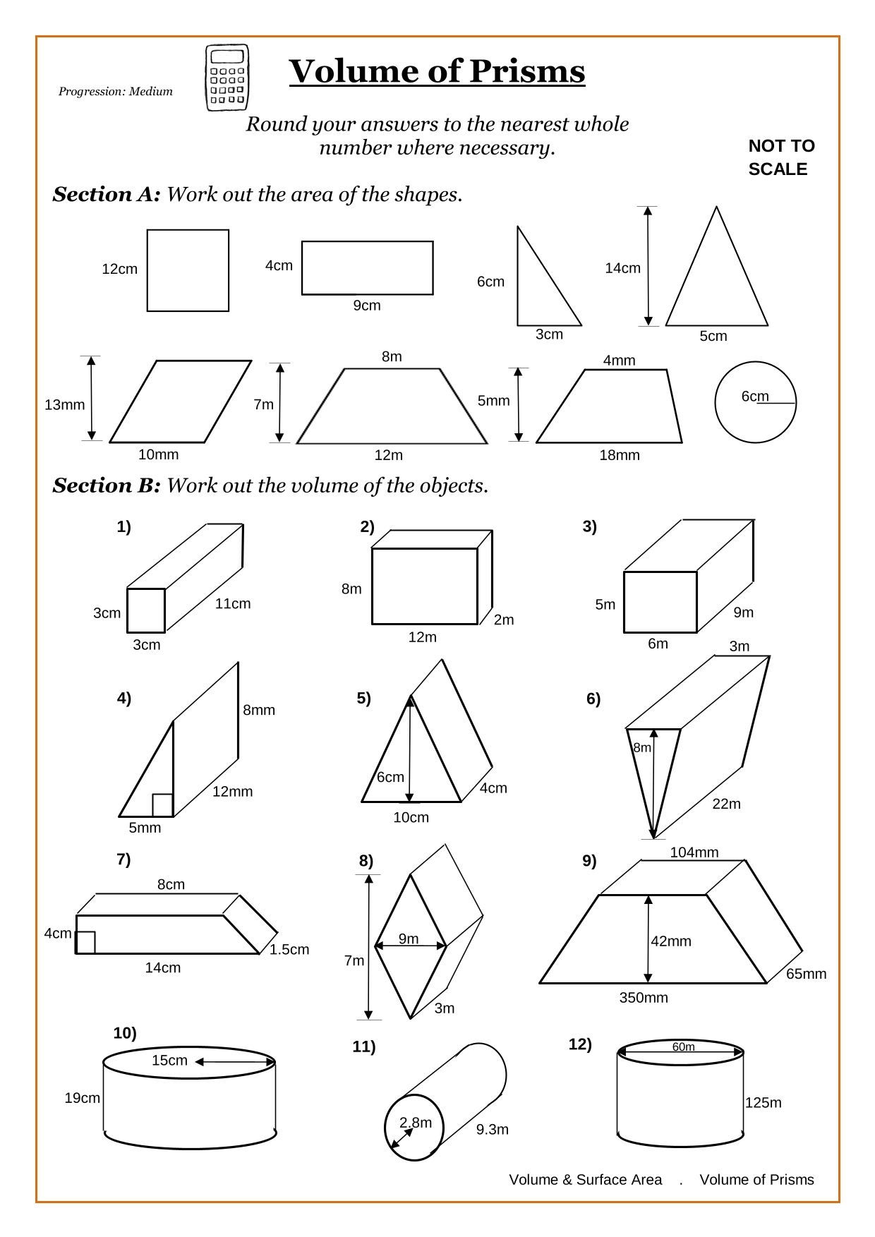 Year 8 Volume Worksheets