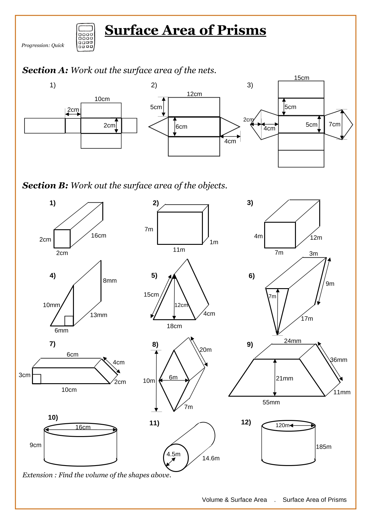 Year 9 Area Worksheets