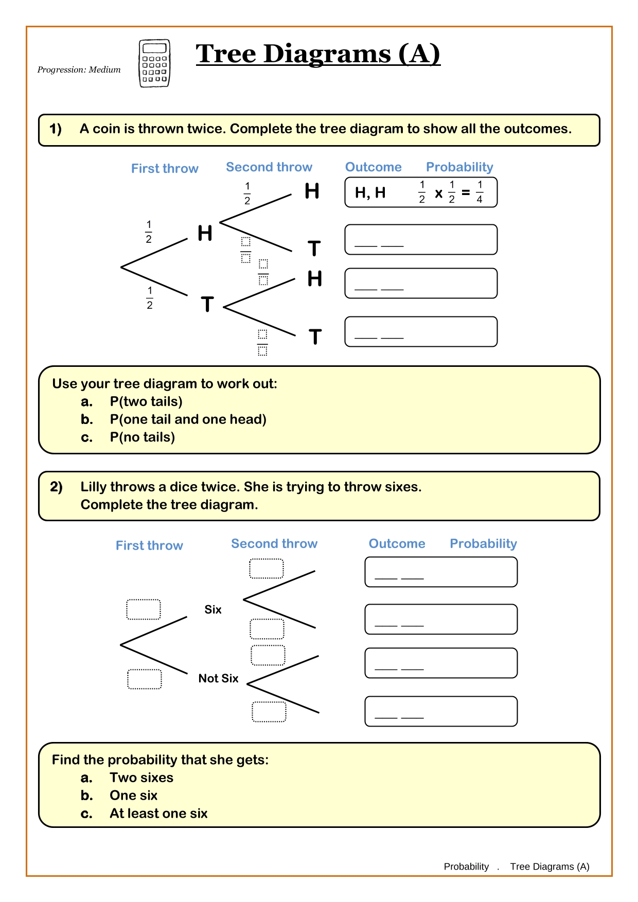 Year 9 Probability Worksheets