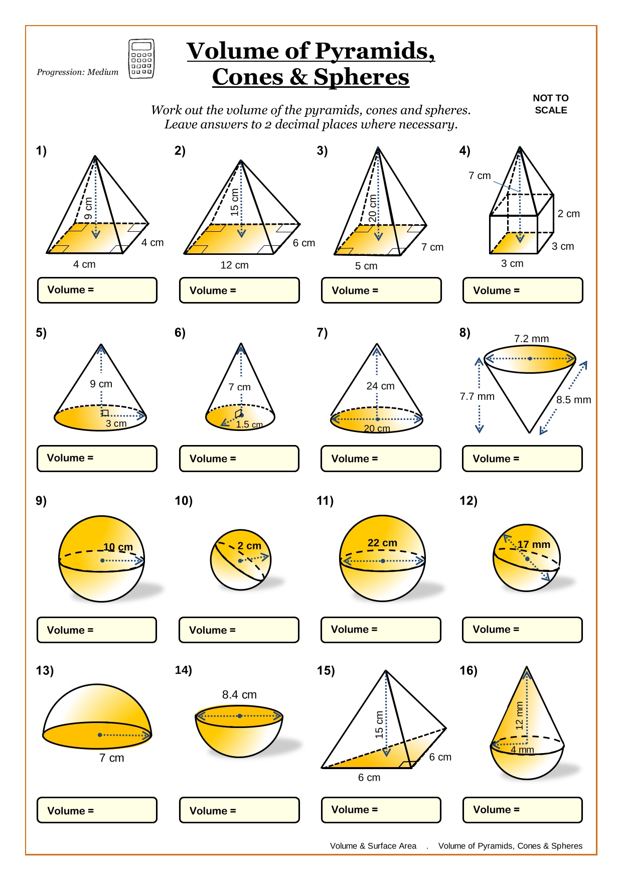 Year 9 Volume Worksheets