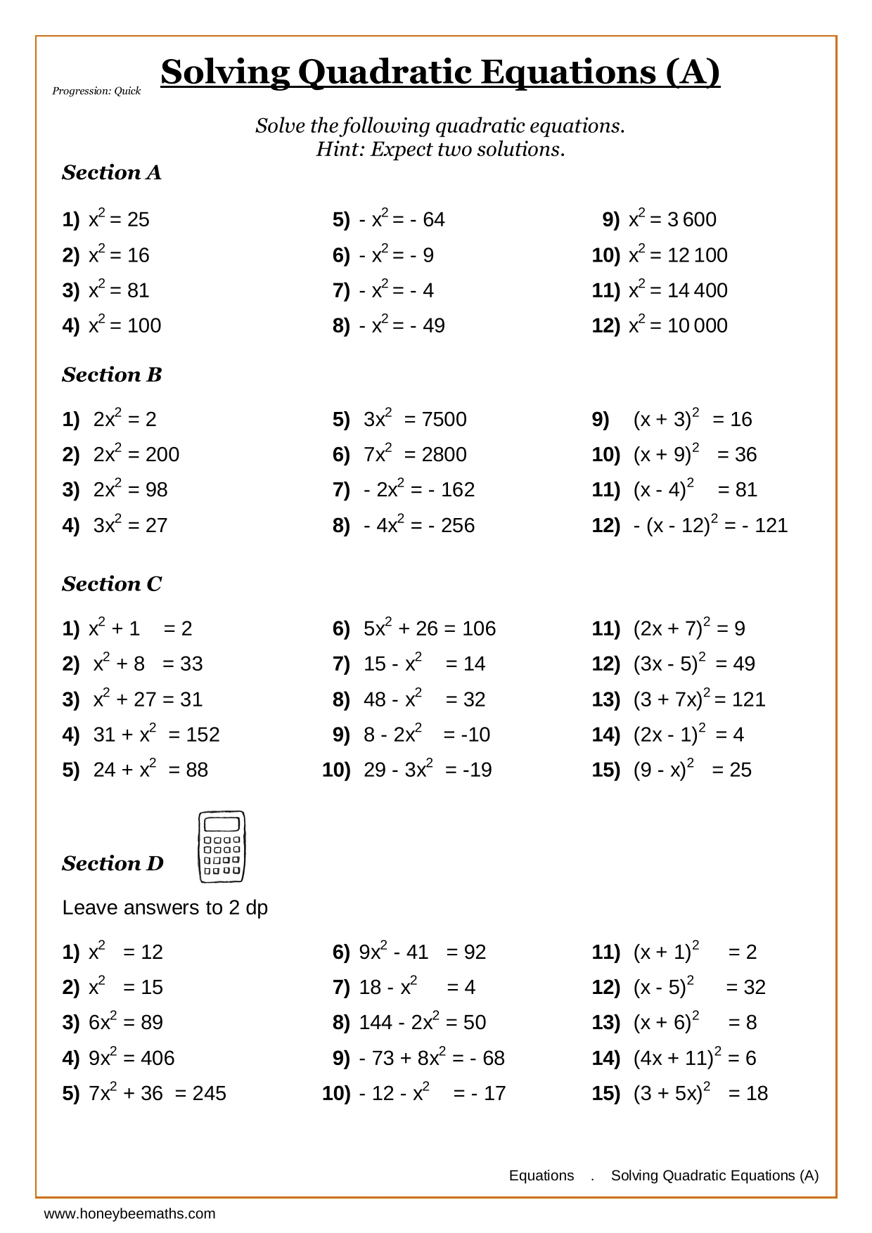 Year 10 Algebra Worksheets