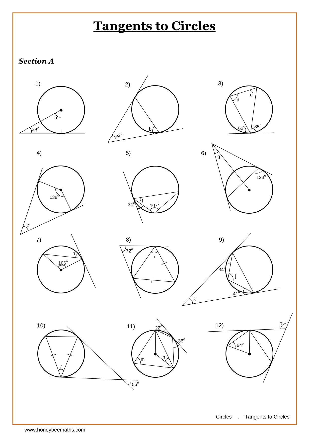 Year 10 Circle Theorems Worksheets