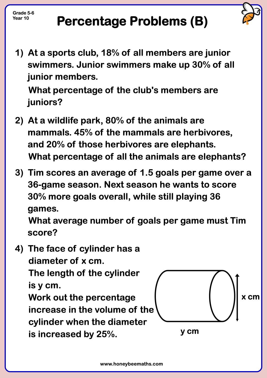 Year 10 Percentages Worksheets