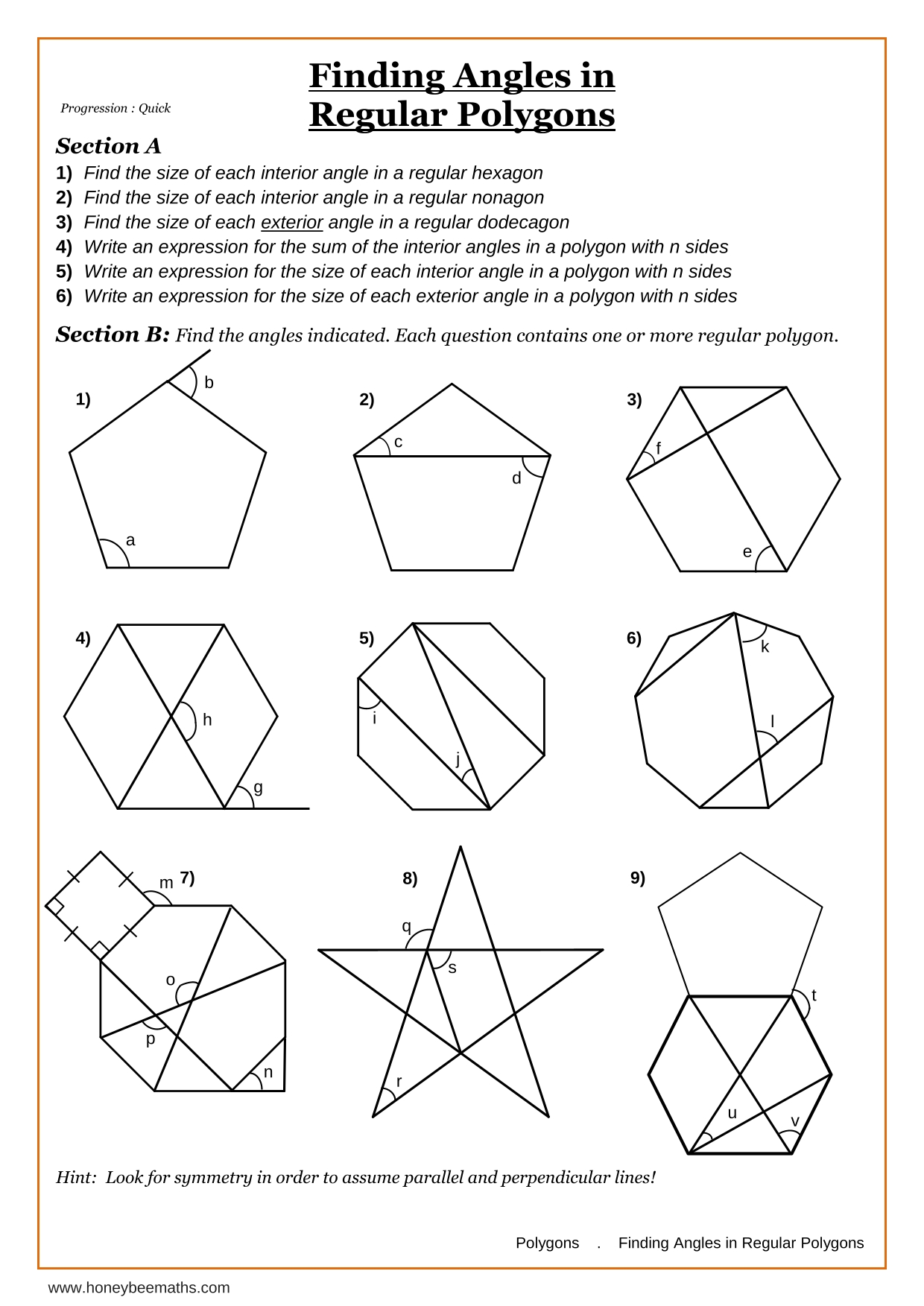 Year 10 Polygons Worksheets