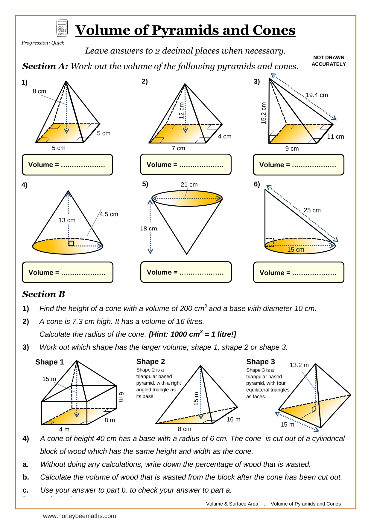 Year 10 Volume Worksheets