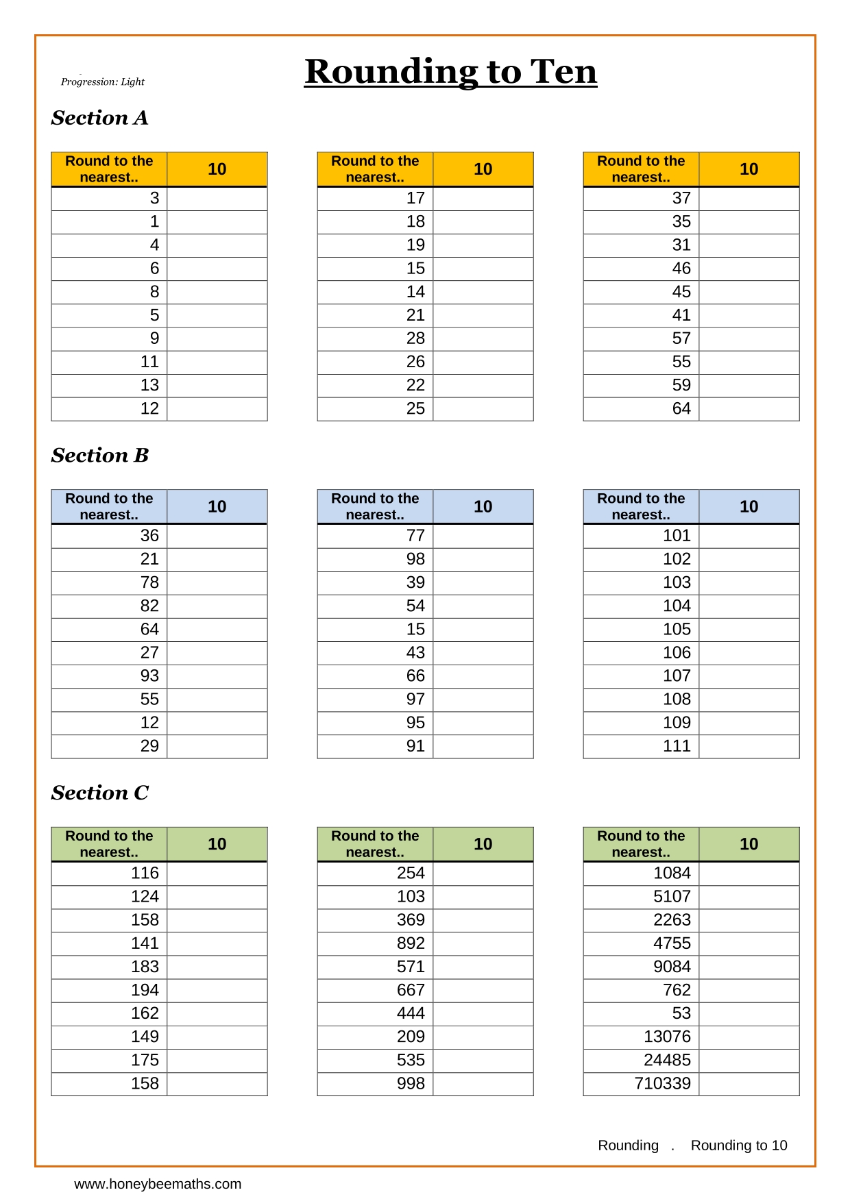 Year 7 Rounding Worksheets