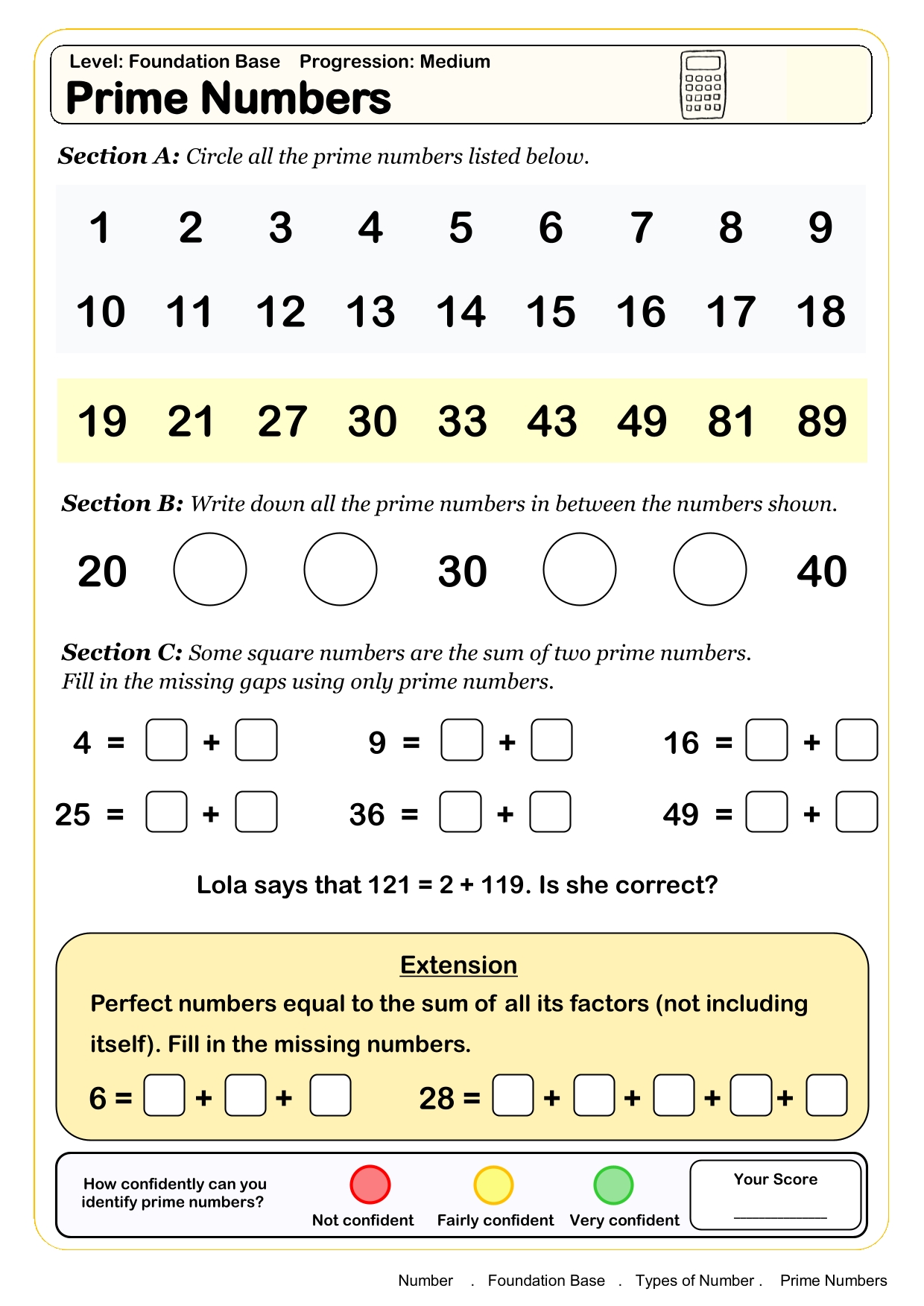 Year 8 Prime Numbers Worksheets