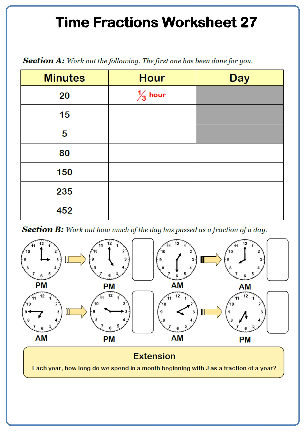 Year 9 Fraction Worksheets