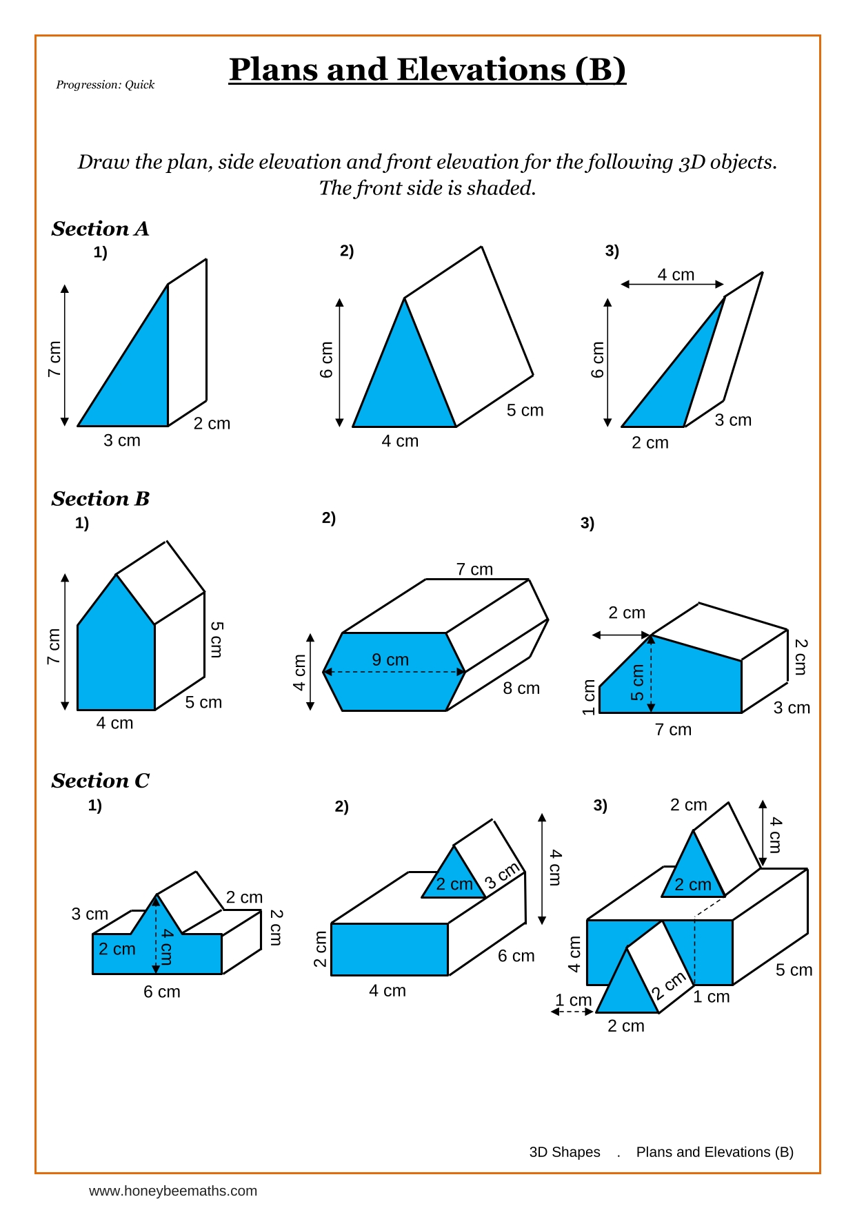 Year 9 Plans and Elevations Worksheets