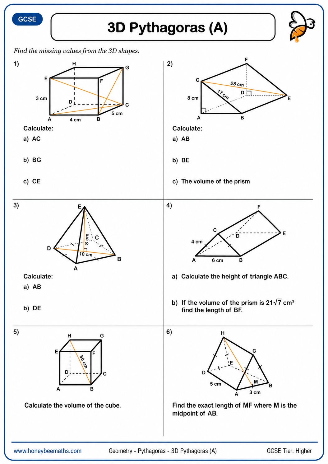 Year 11 Pythagoras Worksheets