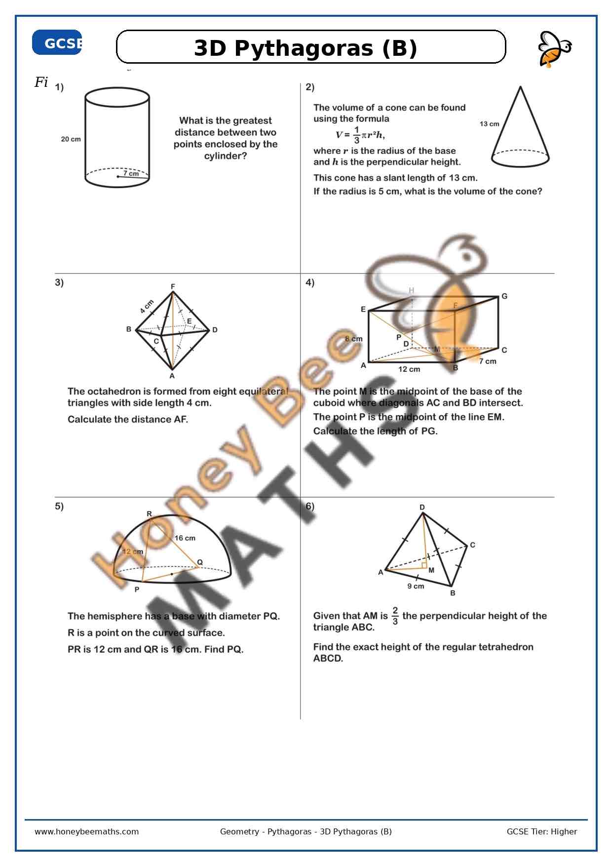 3D Pythagoras (B) worksheet preview Year 11 3d pythagoras (b) worksheet preview