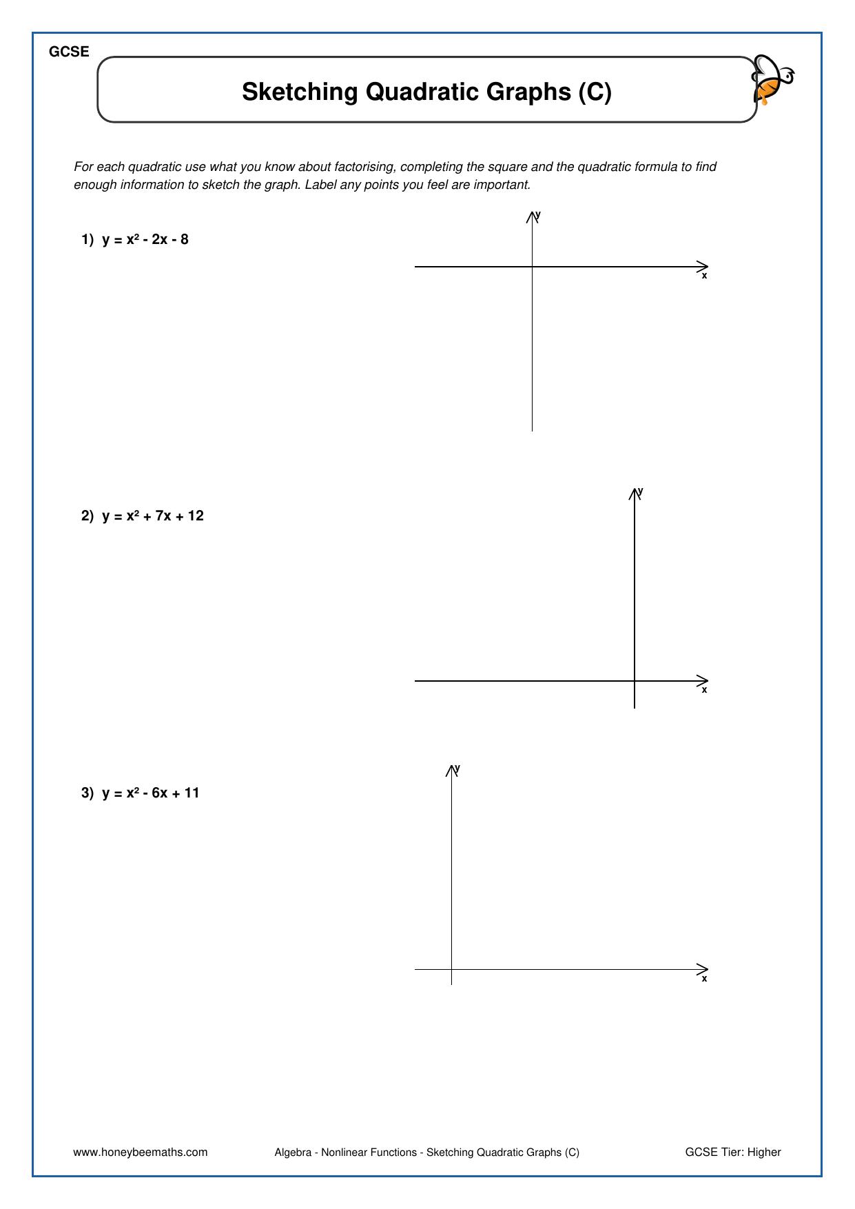 Sketching Quadratic Graphs (C)