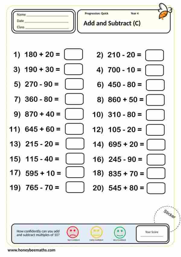 Year 4 Calculations Worksheets | Printable PDFs | Honey Bee Maths