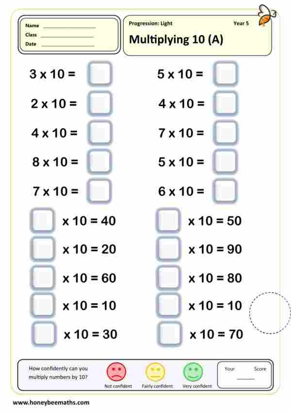 Year 5 Multiplication Worksheets | Printable PDFs | Honey Bee Maths