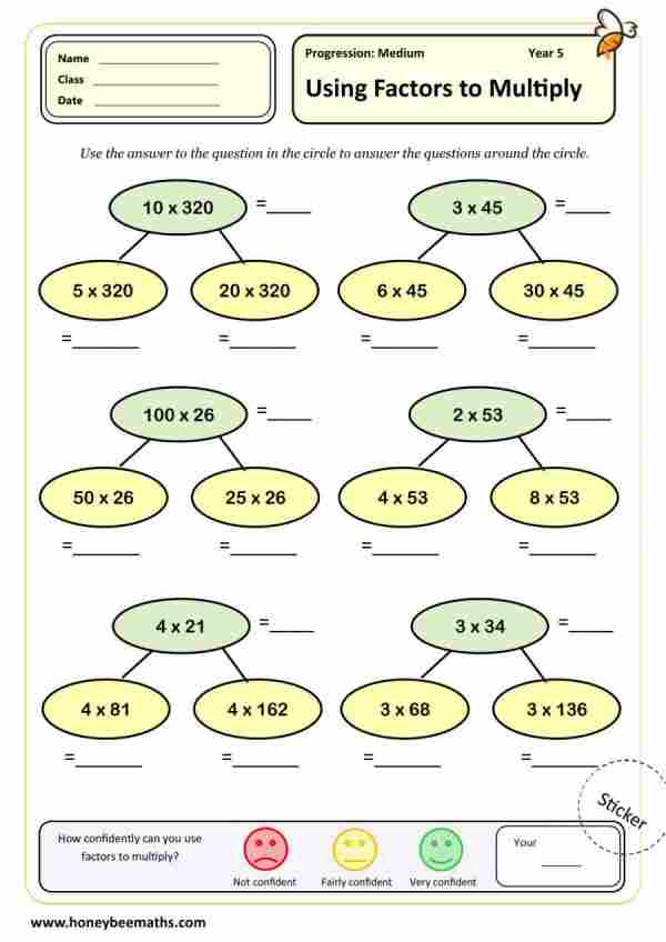 Year 5 Multiplication Worksheets | Printable PDFs | Honey Bee Maths