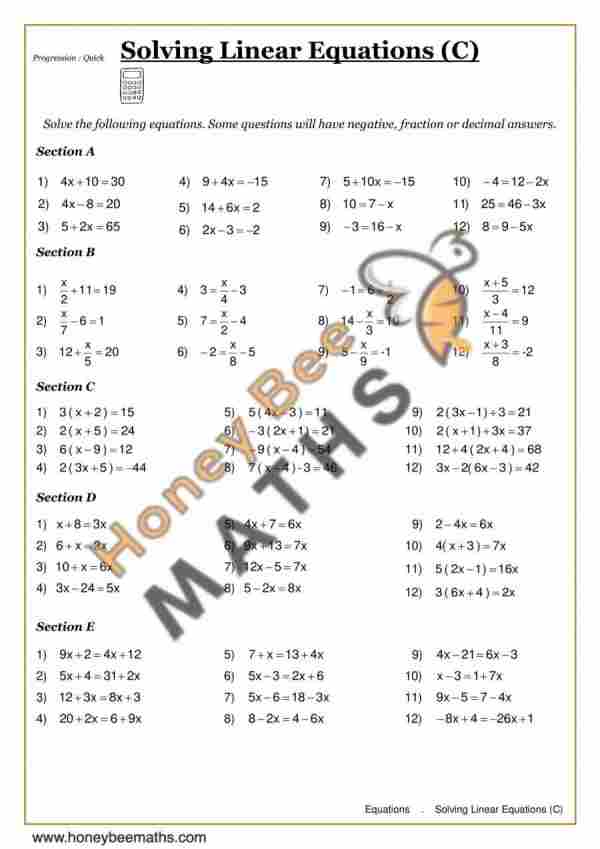 Year 9 Algebra Worksheets | Printable PDFs | Honey Bee Maths