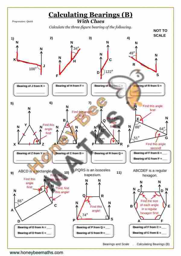 Year 9 Bearings Worksheets | Printable PDFs | Honey Bee Maths