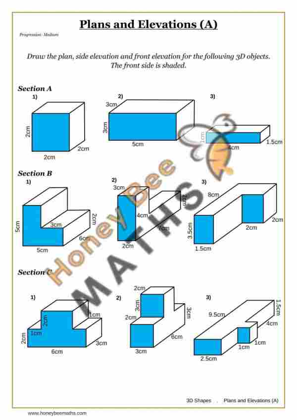 Plans and Elevations (A) worksheet preview Year 9 plans and elevations (a) worksheet preview