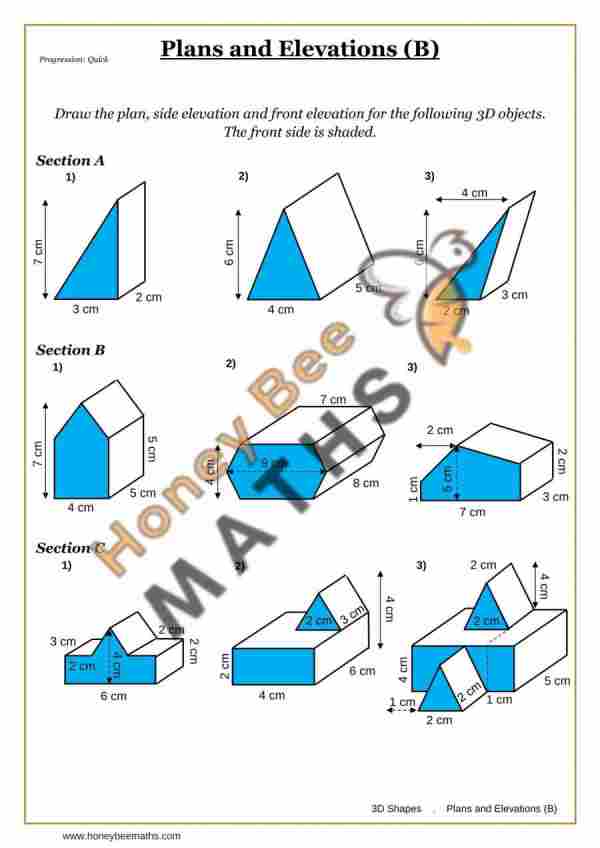 Plans and Elevations (B) worksheet preview Year 9 plans and elevations (b) worksheet preview