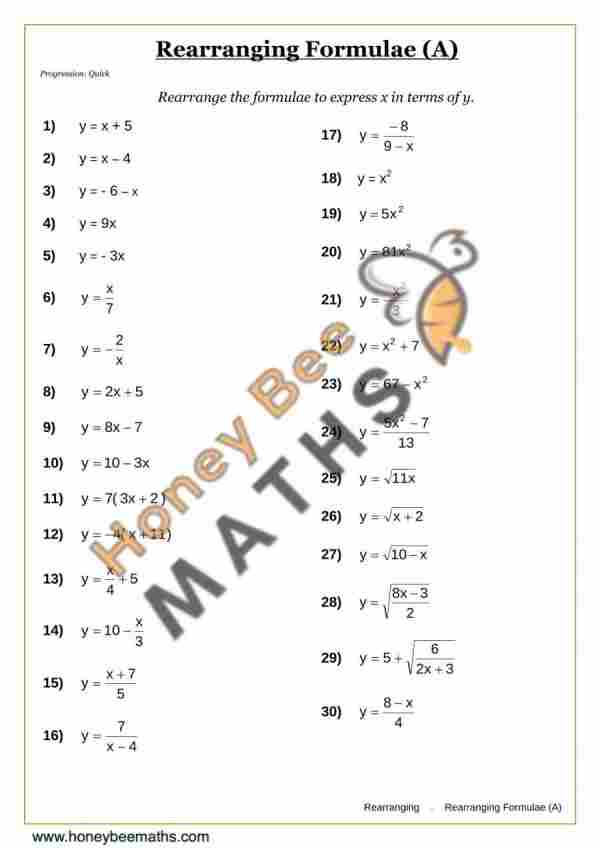 Year 9 Algebra Worksheets | Printable PDFs | Honey Bee Maths