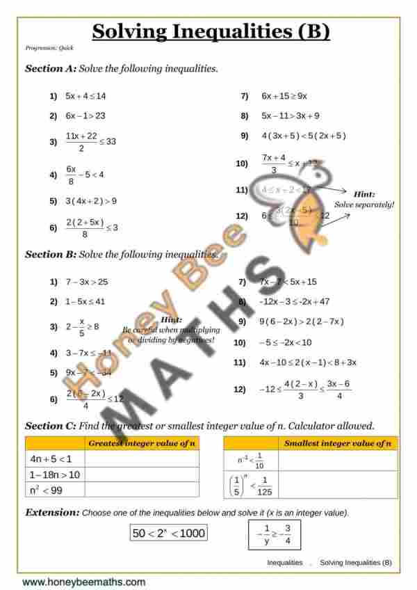 Year 9 Algebra Worksheets | Printable PDFs | Honey Bee Maths